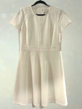 Elle White Lace Accent Formal Dress